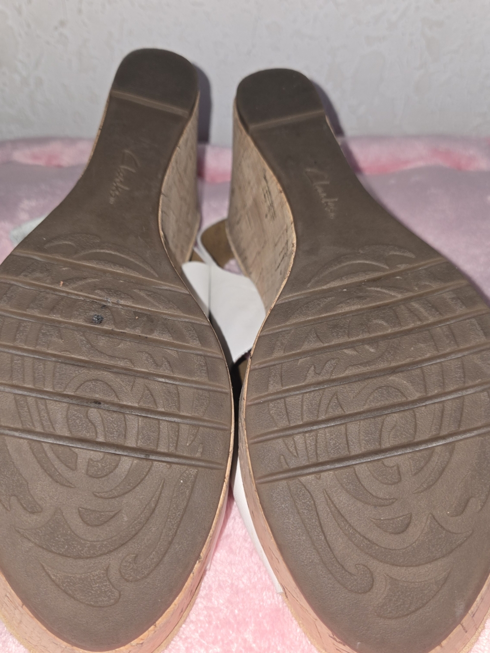 Clarks Artisan White Leather Strappy Cork Wedge Sandals - Picture 6 of 7